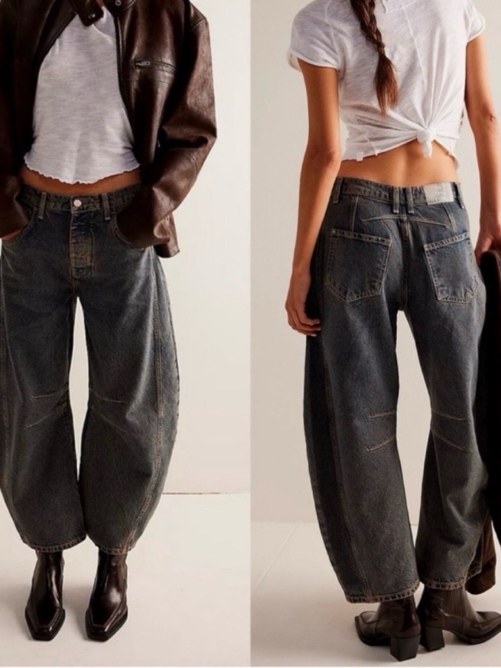 We The Free Washed Black Barrel Jeans